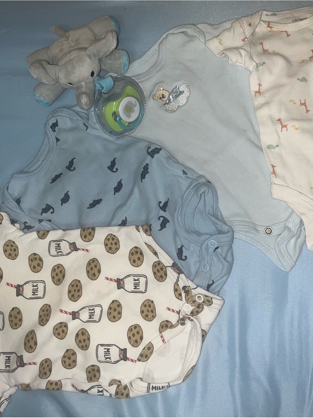 Baby Blue Short-Sleeve Onesie Set - Light Blue & Printed Styles